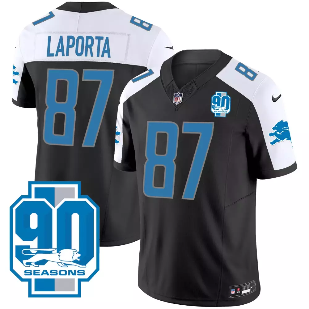 Laporta Detroit Lions 2023 Black Vapor Jersey | 90 Seasons Edition | Stitched Fan Gear for Men, Women & Youth