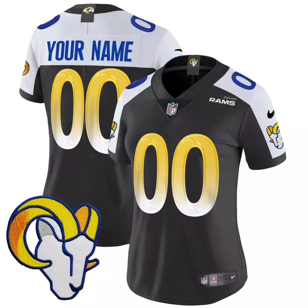 Los Angeles Rams Women's 2023 Stitched Vapor Jersey | Custom 00 Black | Game Day Outfit for All | For Men, Women & Youth