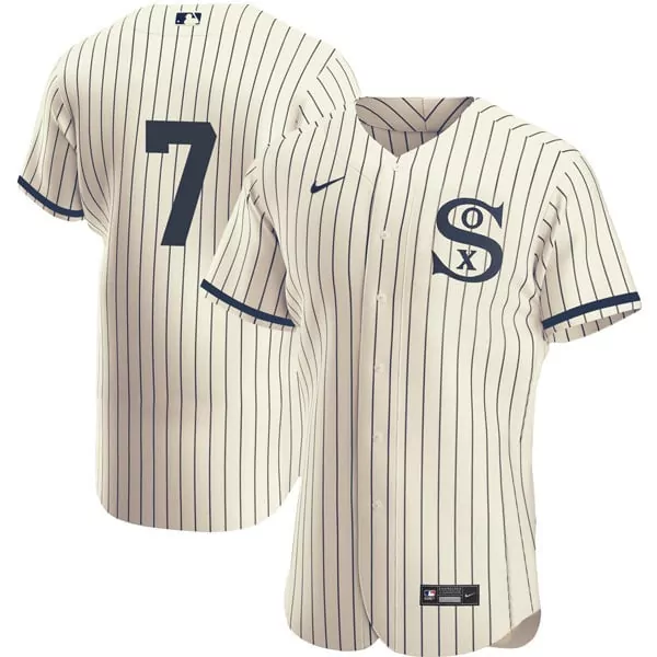 Luis Robert 7 Chicago White Sox 2023 Vapor Jersey | Stitched Cream Pinstripe | Authentic Fan Gear for Men, Women & Youth