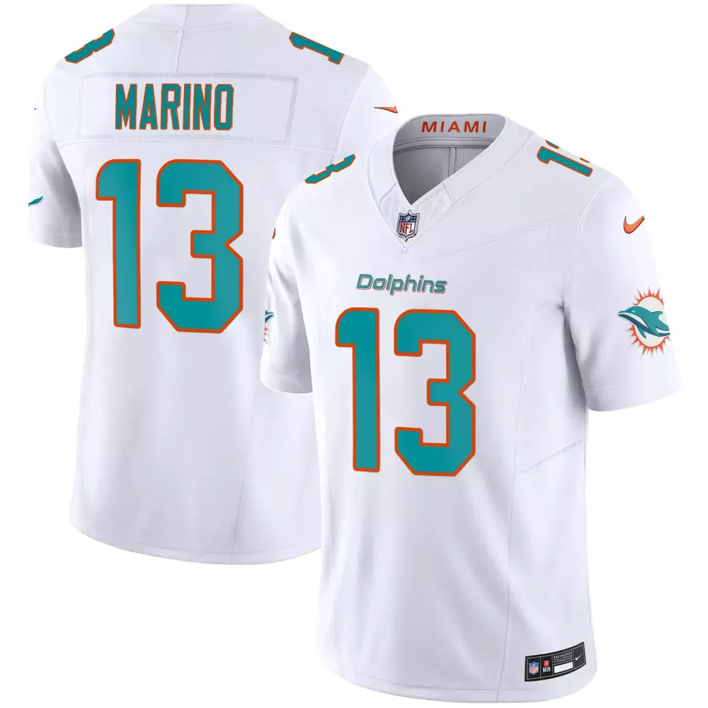 Marino 13 Miami Dolphins 2023 White Teal Vapor Jersey | Stitched Fan Gear | For Men, Women & Youth