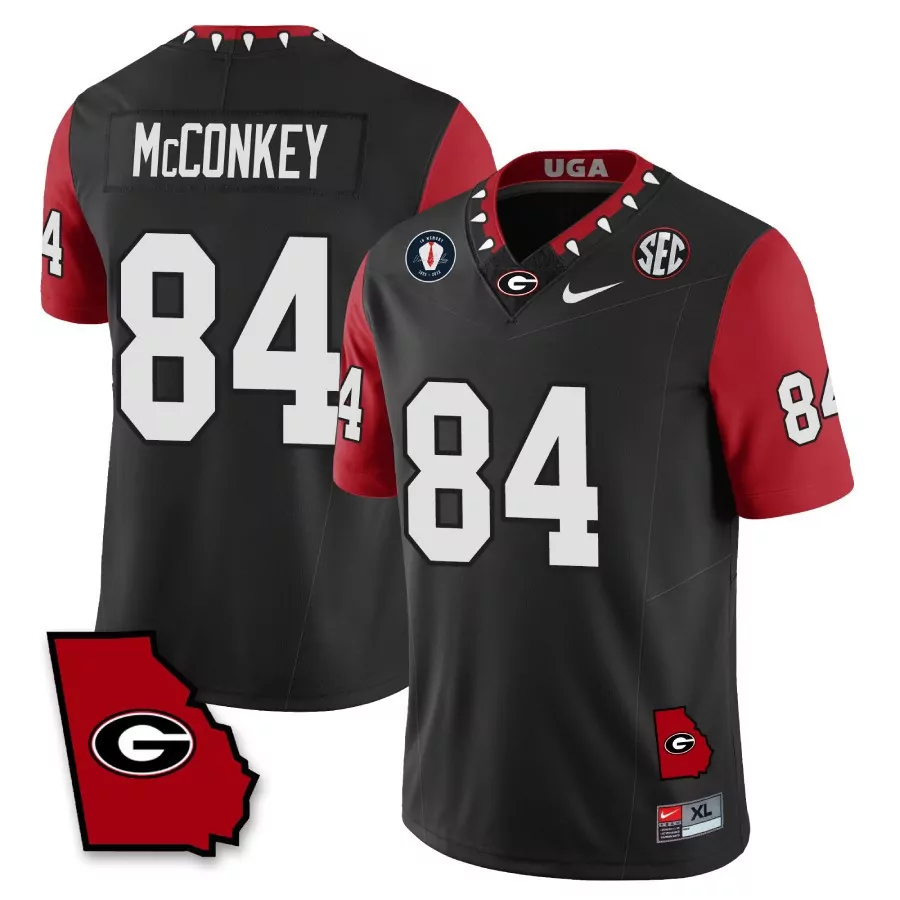 McConkey 84 Georgia Bulldogs 2023 Men's All Stitched Vapor Jersey Black Red | Stylish Fan Gear for Game Day | For Men