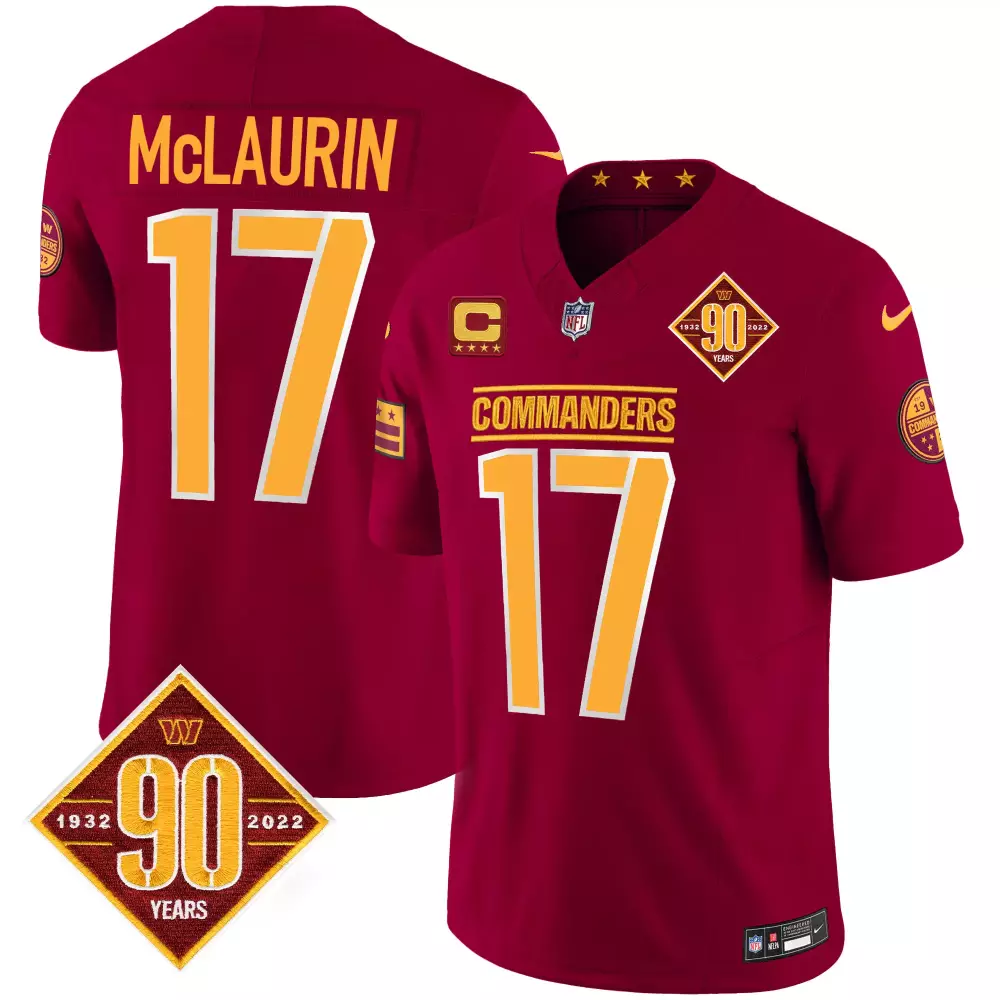 Mclaurin 17 Washington Commanders 2022 Burgundy Stitched Vapor Jersey | 90 Years Edition | Limited Edition Fan Gear | For Men, Women & Youth