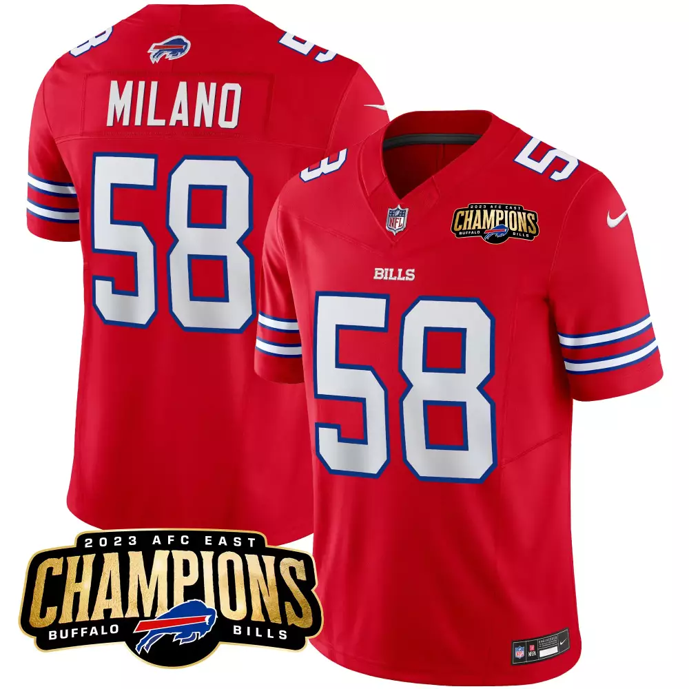Milano 58 Buffalo Bills 2023 Stitched Vapor Jersey | Red Champions Edition | Limited Edition for Men, Women & Youth