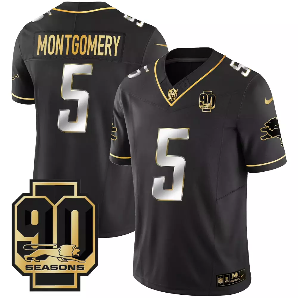 Montgomery 5 Detroit Lions 2023 Men's All Stitched Vapor Jersey | 90 Seasons Edition Black | For Men, Women & Youth