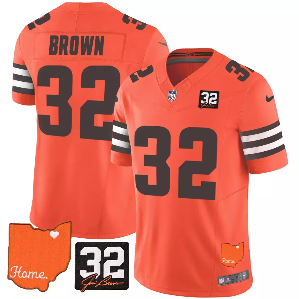 Nick Chubb 32 Cleveland Browns 2023 Men's Vapor Jersey | Stitched Orange | Home Edition Fan Gear | For Men, Women & Youth