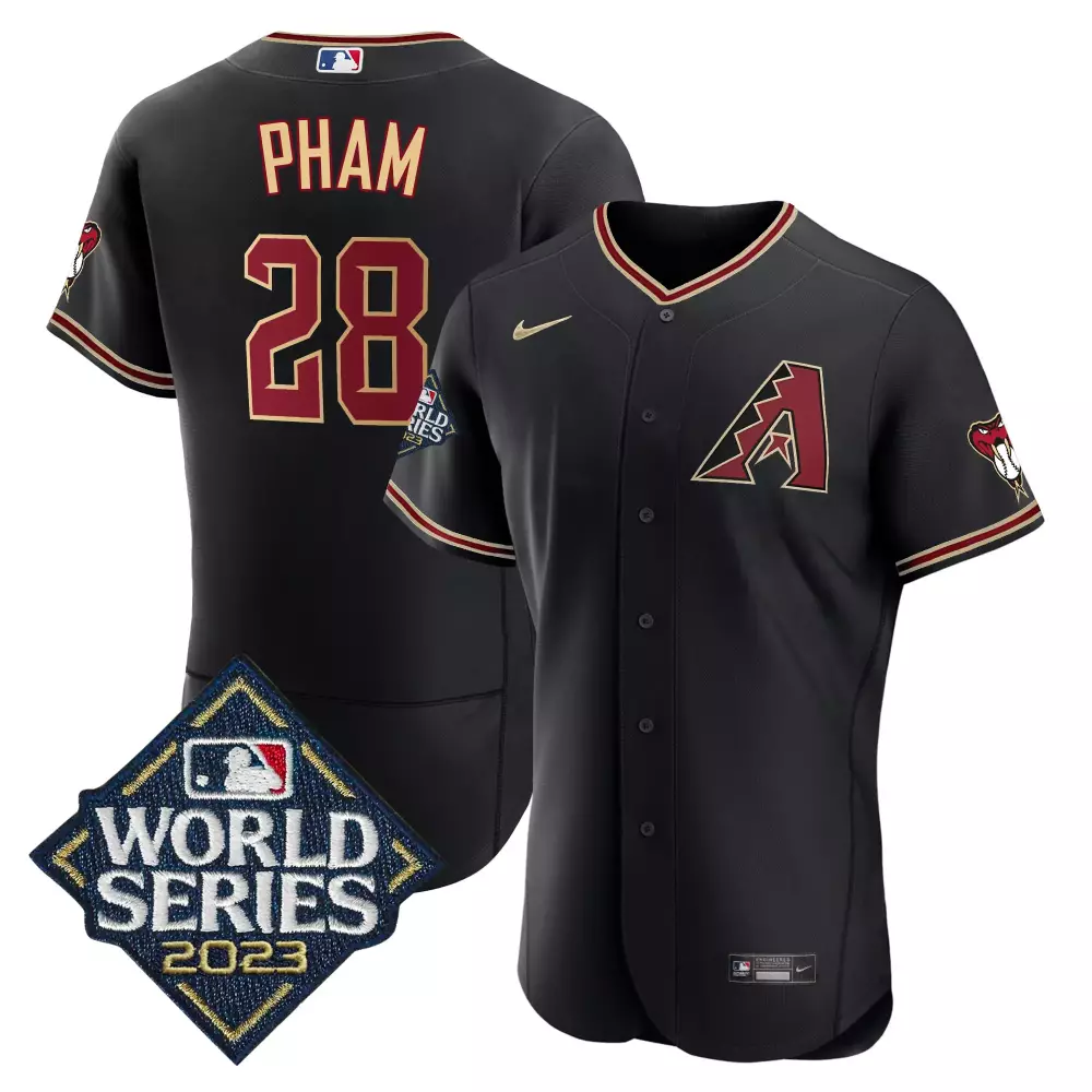 Pham 28 Arizona Diamondbacks 2023 Men's All Stitched Vapor Jersey | Black World Series Edition | For Men, Women & Youth