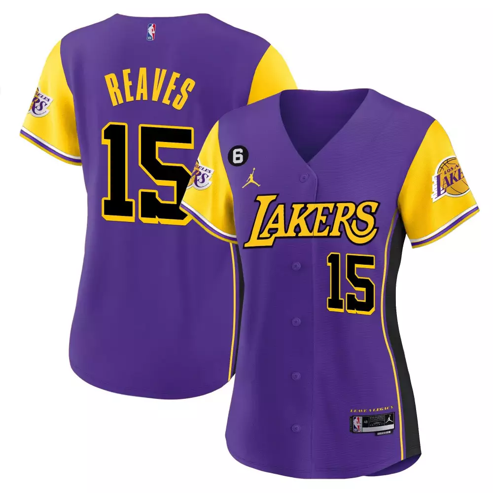 Reaves 15 Women's All Stitched Vapor Jersey | Purple Yellow 2023 | Los Angeles Lakers for Women