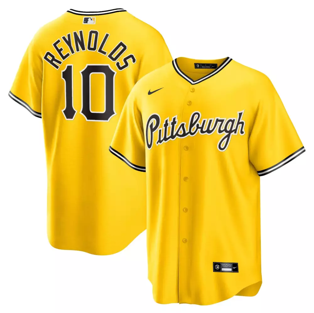 Reynolds 10 Pittsburgh Pirates 2023 All Stitched Vapor Jersey | Yellow Edition | Game Day Outfit for Men, Women & Youth