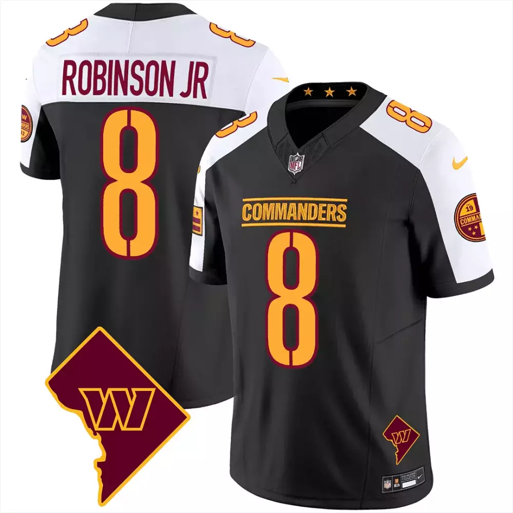 Robinson Jr 8 Washington Commanders 2023 Black Edition Vapor Jersey | Stitched Fan Gear | For Men, Women & Youth