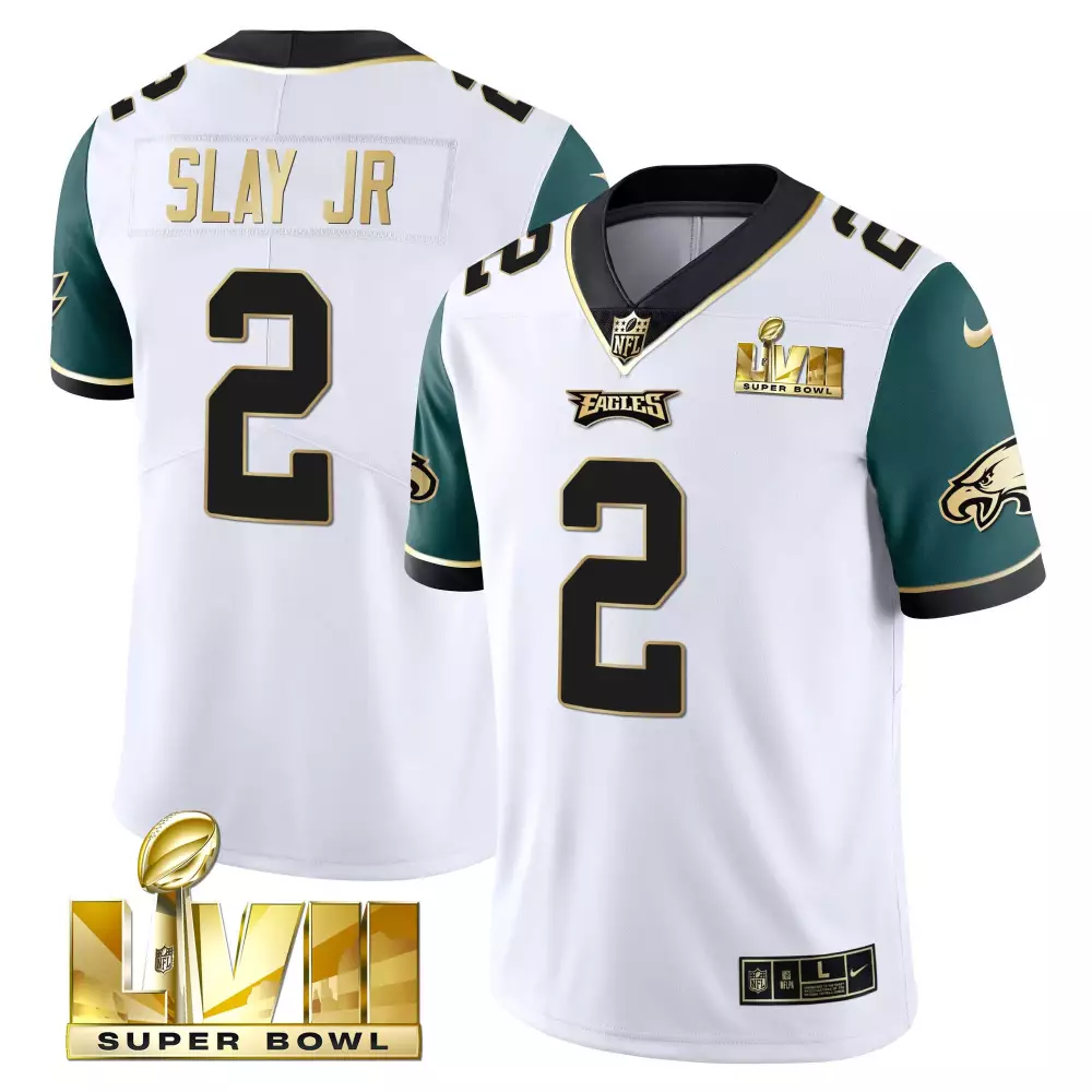 Slay Jr 2 Philadelphia Eagles 2023 Stitched Vapor Jersey | Super Bowl Edition White for Men, Women & Youth