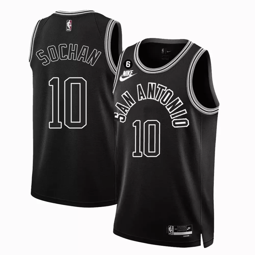 Sochan 10 San Antonio Spurs 2023 Stitched Vapor Jersey | Black Edition Fan Gear | For Men, Women & Youth