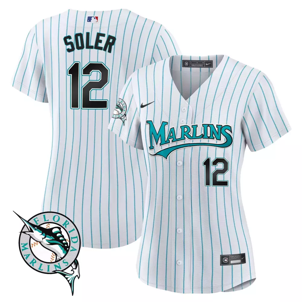 Soler Florida Marlins 2023 Women's Stitched Vapor Jersey | White & Teal | Limited Edition Fan Gear | For Men, Women & Youth