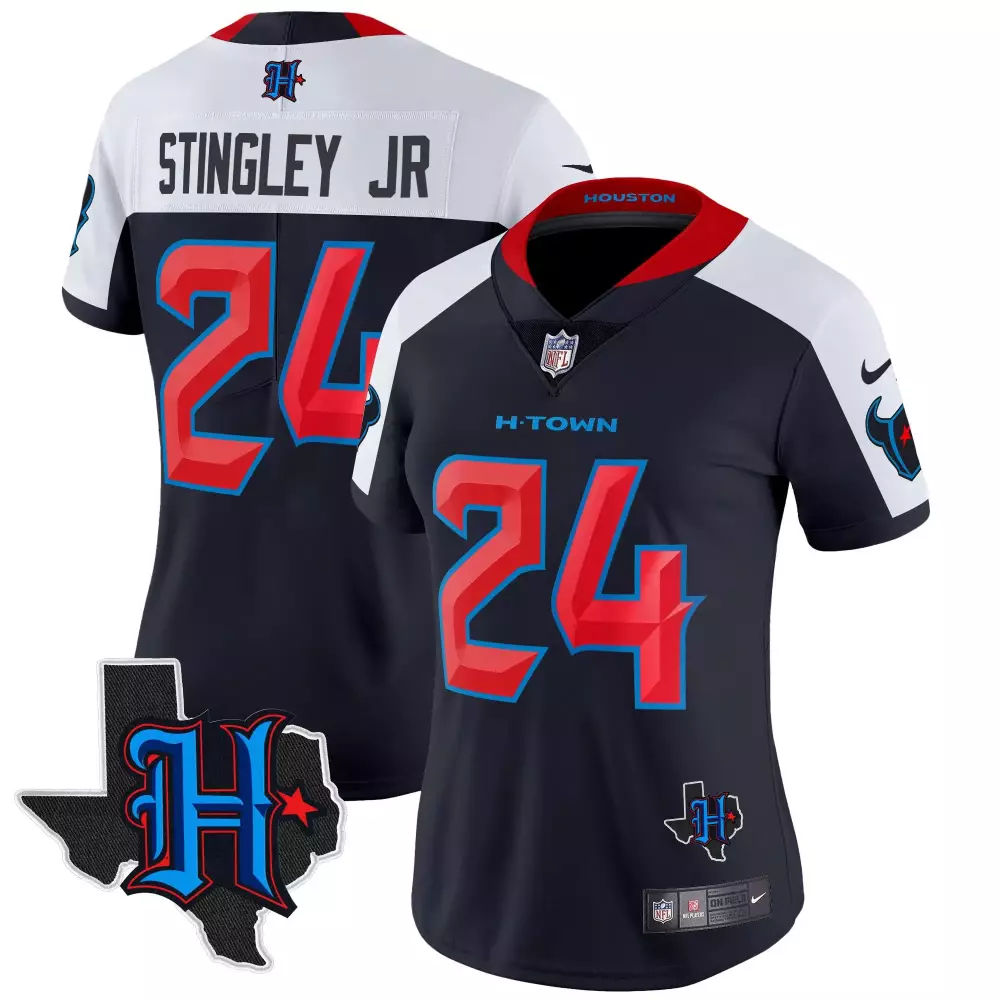 Stingley Jr. Houston Texans 2023 Women's Navy Red Vapor Jersey | All Stitched Fan Gear | For Men, Women & Youth