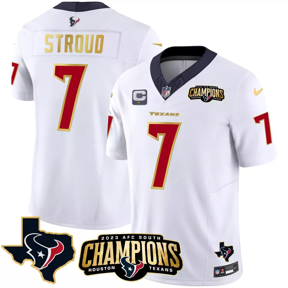 Stroud 7 Houston Texans 2023 AFC South Champions Men's All Stitched Vapor Jersey | White Fan Gear | For Men, Women & Youth