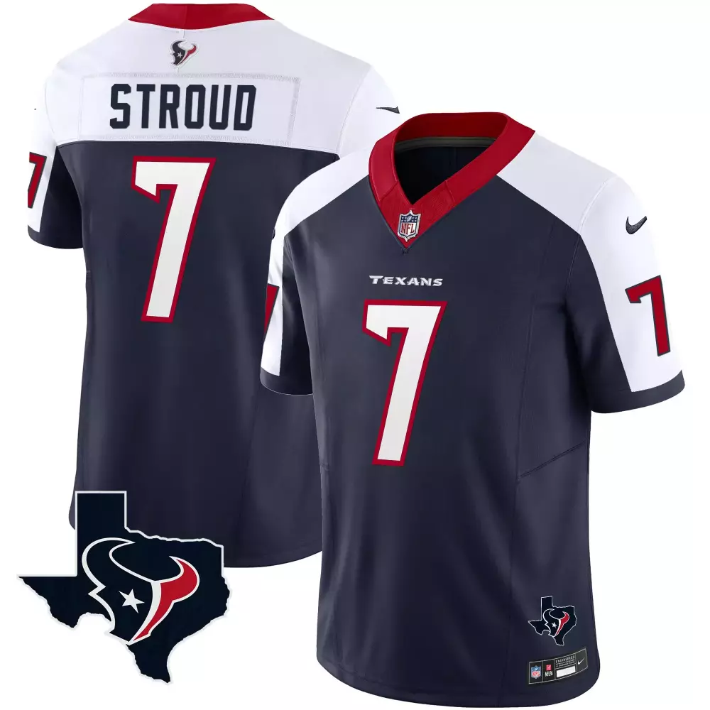 Stroud 7 Houston Texans 2023 Navy White Jersey | Stitched Vapor Fan Gear | For Men, Women & Youth