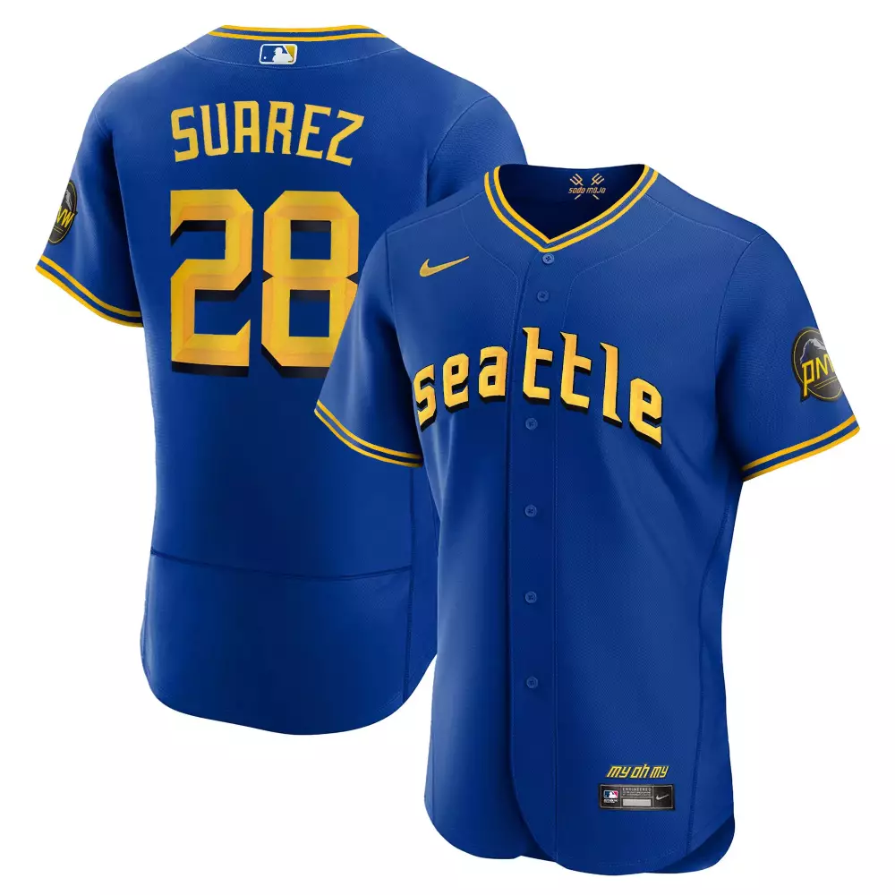 Suarez 28 Seattle Mariners 2023 Men's All Stitched Vapor Jersey | Blue PNM Edition | Game Day Outfit | For Men, Women & Youth