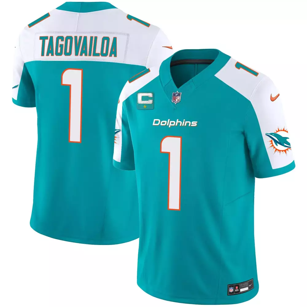 Tagovailoa 1 Miami Dolphins 2023 Aqua Vapor Jersey | Stitched Edition for Game Day | For Men, Women & Youth