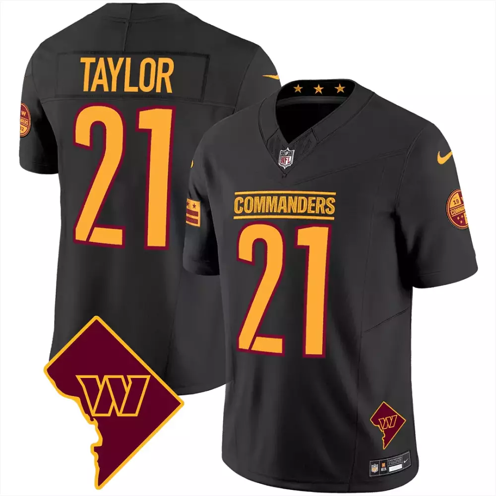 Taylor 21 Washington Commanders 2023 Stitched Vapor Jersey | Black Edition | Limited Edition Fan Gear | For Men, Women & Youth