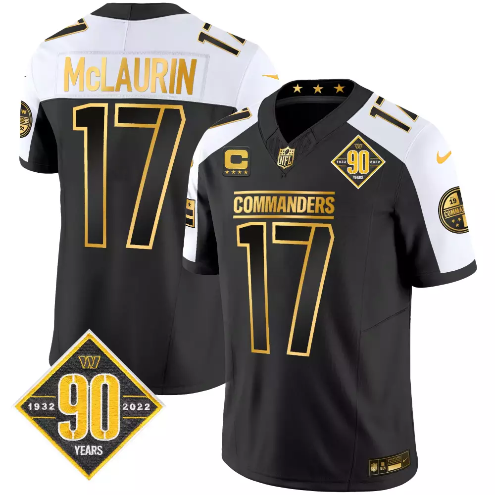 Terry Mclaurin 17 Washington Commanders Men's Black Vapor Jersey | 90 Years Edition | All Stitched Fan Gear | For Men, Women & Youth