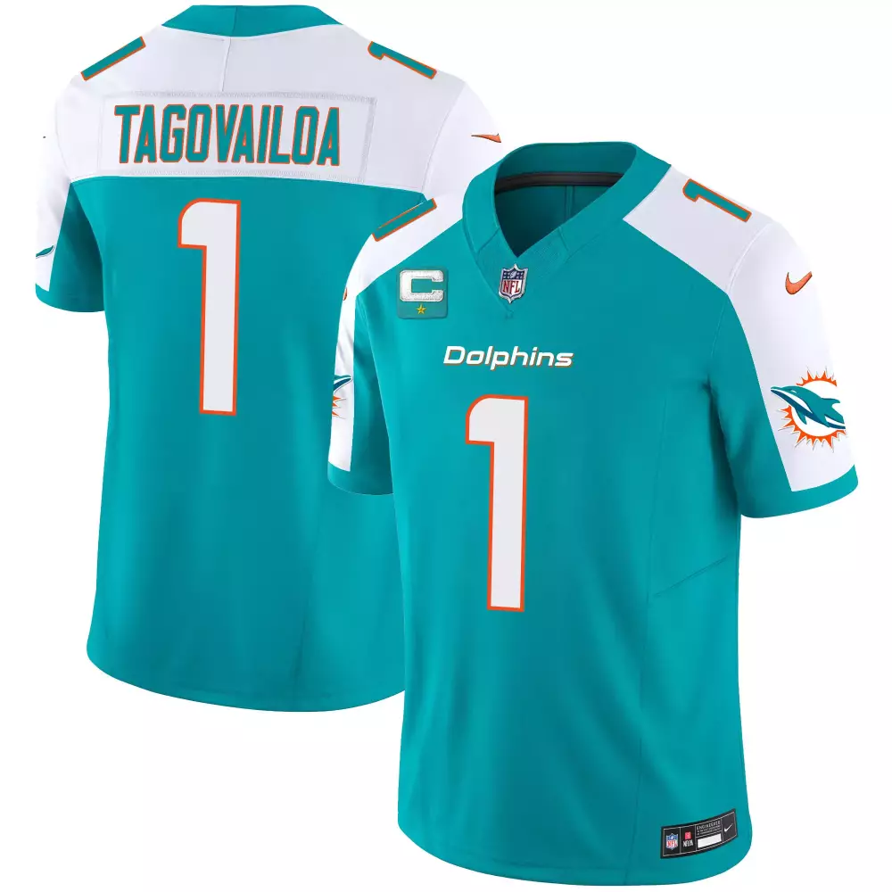 Tua Tagovailoa 1 Miami Dolphins 2023 Men's All Stitched Vapor Jersey | Black 50th Anniversary Edition | Game Day Outfit | For Men, Women & Youth