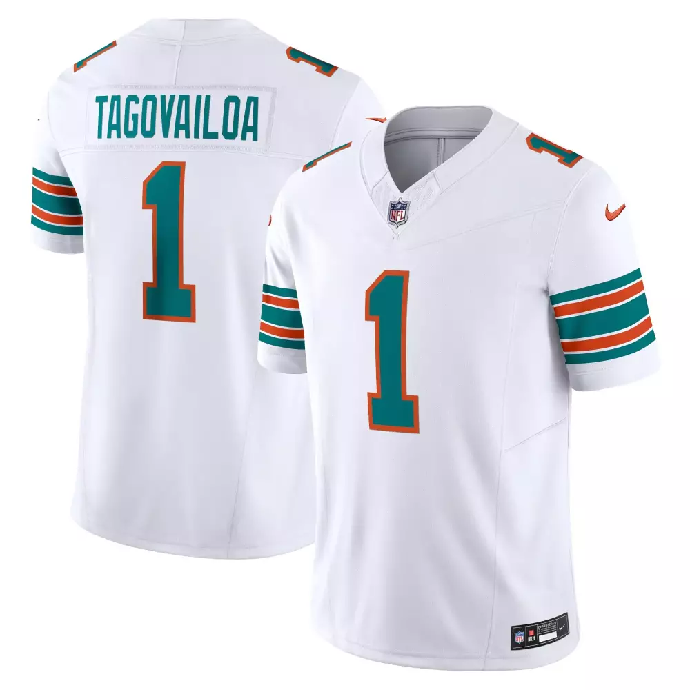 Tua Tagovailoa 1 Miami Dolphins 2023 Men's All Stitched Vapor Jersey | White | Stylish Fan Gear | For Men, Women & Youth