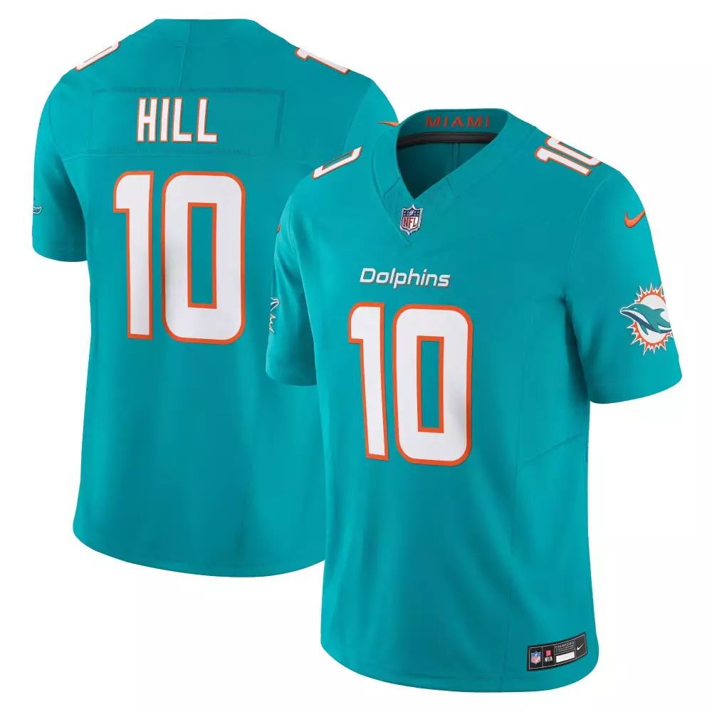 Tyreek Hill 10 Miami Dolphins 2023 Stitched Vapor Jersey | Aqua Color | Fan Gear for Game Day | For Men, Women & Youth
