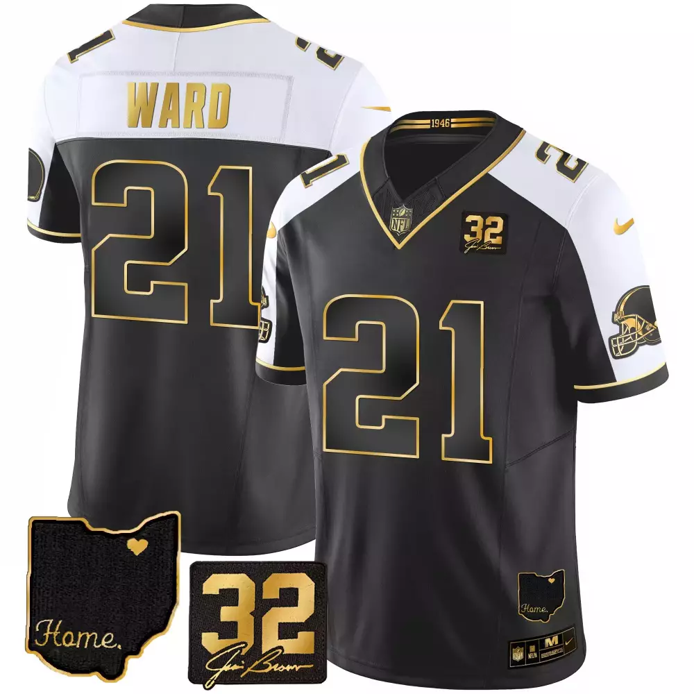 Ward 21 Cleveland Browns Vapor Jersey | Stitched Black | 2023 Home Edition | For Men, Women & Youth