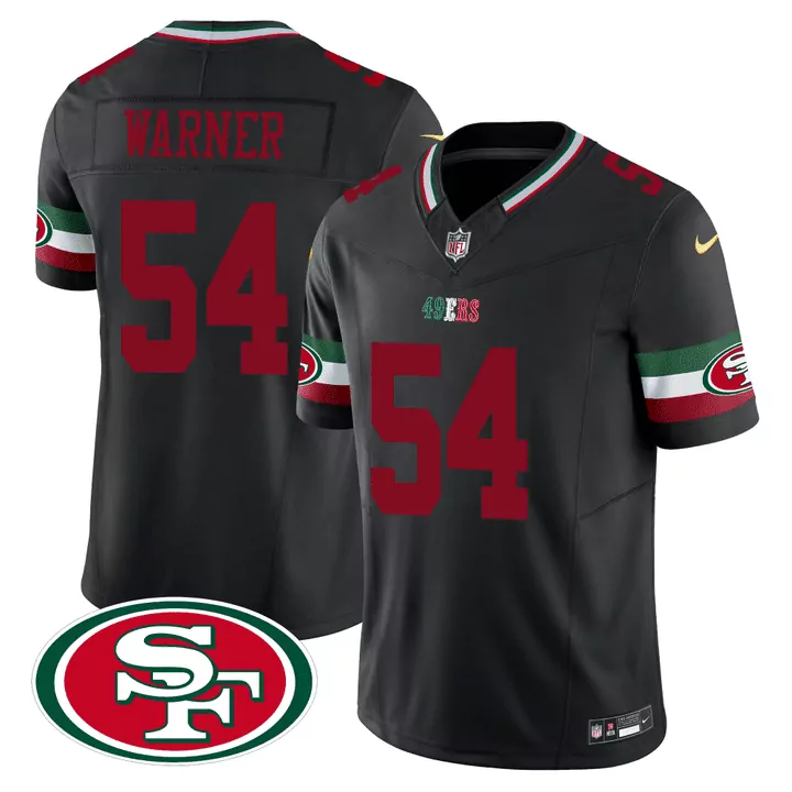 Warner 54 San Francisco 49ers 2023 Men's All Stitched Vapor Jersey | Black Edition | Perfect for Game Day | For Men, Women & Youth