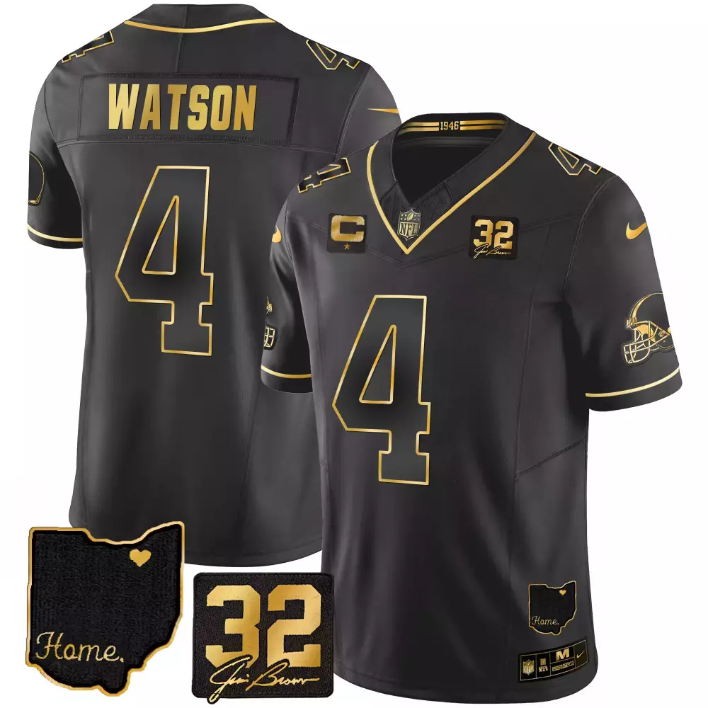 Watson 4 Cleveland Browns 2023 Black Stitched Vapor Jersey | Home Edition Fan Gear | For Men, Women & Youth