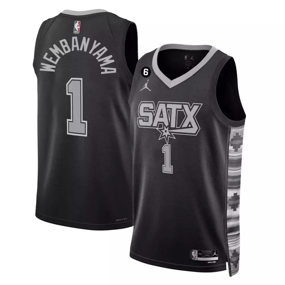 Wembanyama 1 San Antonio Spurs 2023 Vapor Jersey | Stitched Black Edition Fan Gear | For Men, Women & Youth
