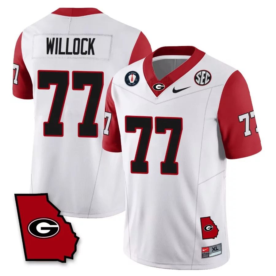 Willock 77 Georgia Bulldogs 2023 Vapor Jersey | White & Red Stitched XL | Fan Gear for Men, Women & Youth