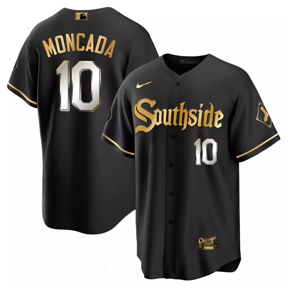 Yasmani Moncada 10 Chicago White Sox 2023 Vapor Jersey | Black Gold All Stitched Style | Fan Gear for Men, Women & Youth