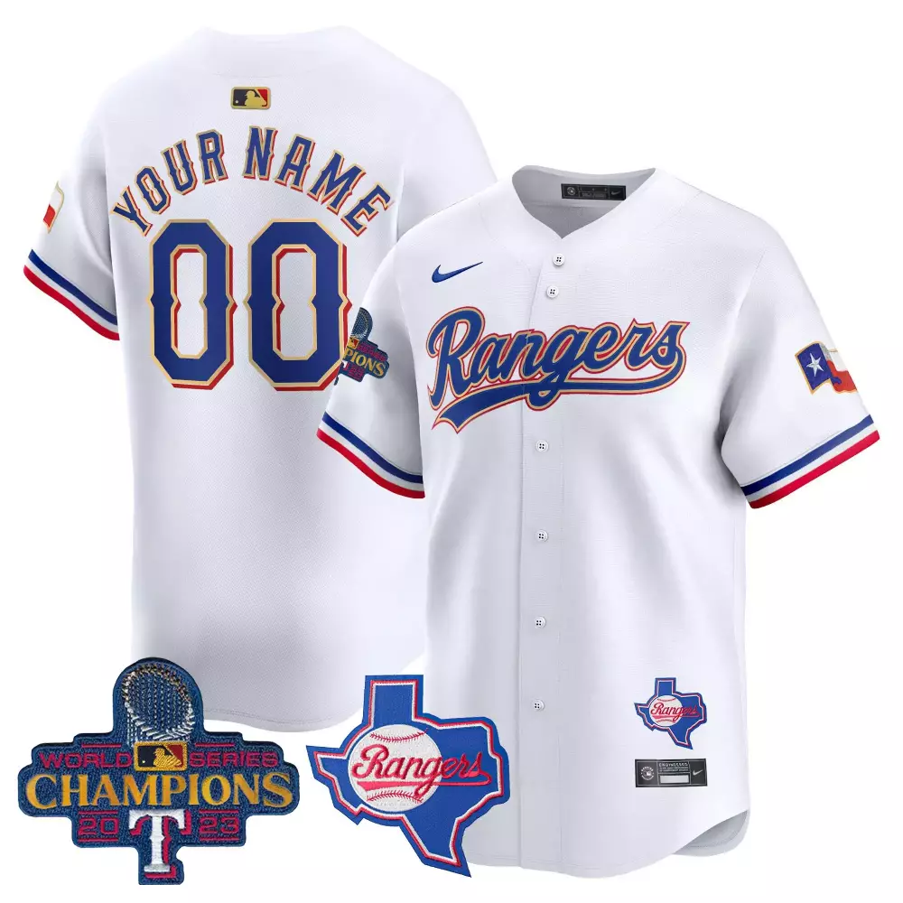 2023 Texas Rangers All Stitched Vapor Jersey | Custom 00 White Champions Edition | Limited Edition Fan Gear | For Men, Women & Youth