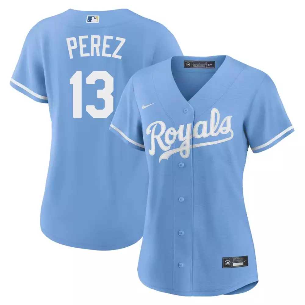Salvador Perez 13 Kansas City Royals 2023 Vapor Jersey | Light Blue Stitched | Nike Fan Gear for Women, Men & Youth