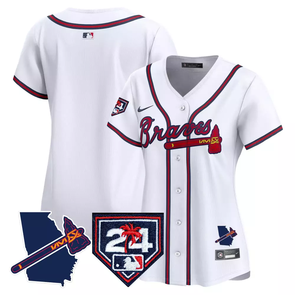 24 Atlanta Braves Women's Jersey | Stitched White Vapor 2023 Edition | For Women & Youth