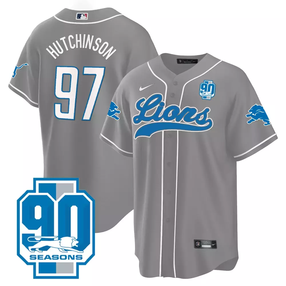 Aidan Hutchinson 2023 Detroit Lions Stitched Vapor Jersey | 90 Seasons Edition Gray | Limited Edition Fan Gear | For Men, Women & Youth
