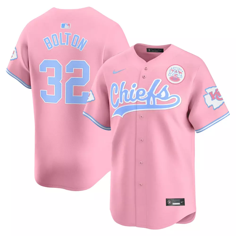 Bolton 32 Kansas City Chiefs 2023 Pink Stitched Vapor Jersey | Trendy Style | Limited Edition Fan Gear for Men, Women & Youth