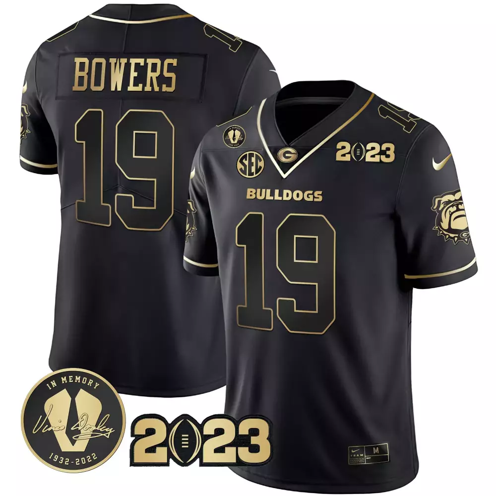 Bowers 19 Georgia Bulldogs 2023 Stitched Vapor Jersey | Black In Memory Edition | Fan Gear for All