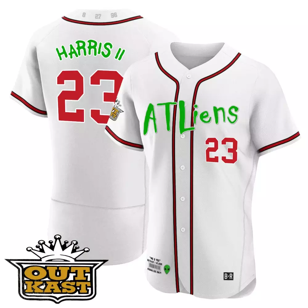 Harris II Atlliens 2023 Stitched Vapor Jersey | White Red Outkast Edition | Limited Edition Fan Gear | For Men, Women & Youth