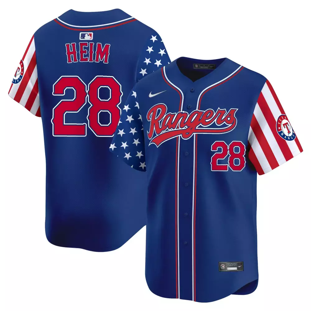 Custom Texas Rangers Stars  MLB Heim 28 2023 All Stitched Vapor Red Edition Baseball Jersey – Blue