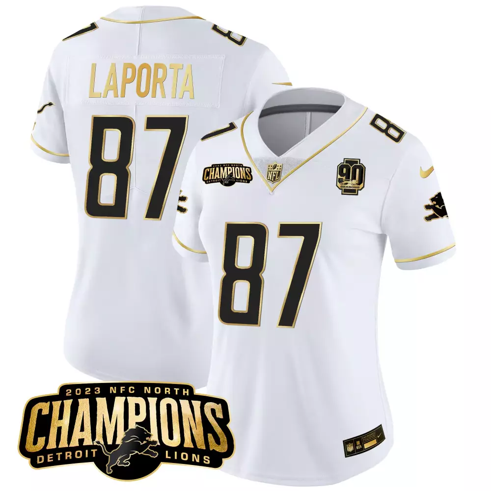 Laporta Detroit Lions 2023 Stitched Vapor Jersey | White Champions Edition | Limited Edition Fan Gear | For Women