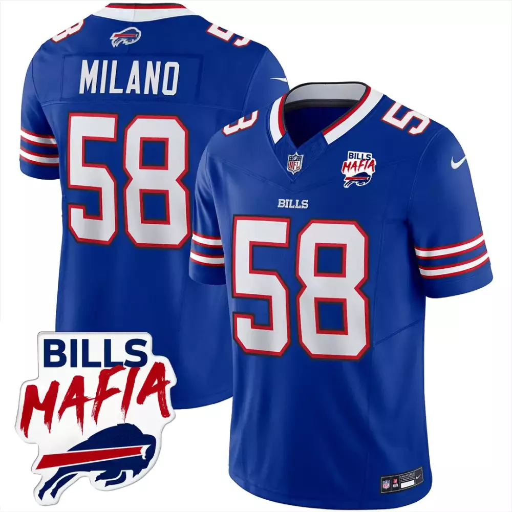 Milano 58 Buffalo Bills 2023 Stitched Vapor Jersey | Bills Mafia Blue | Game Day Outfit for Fans | For Men, Women & Youth