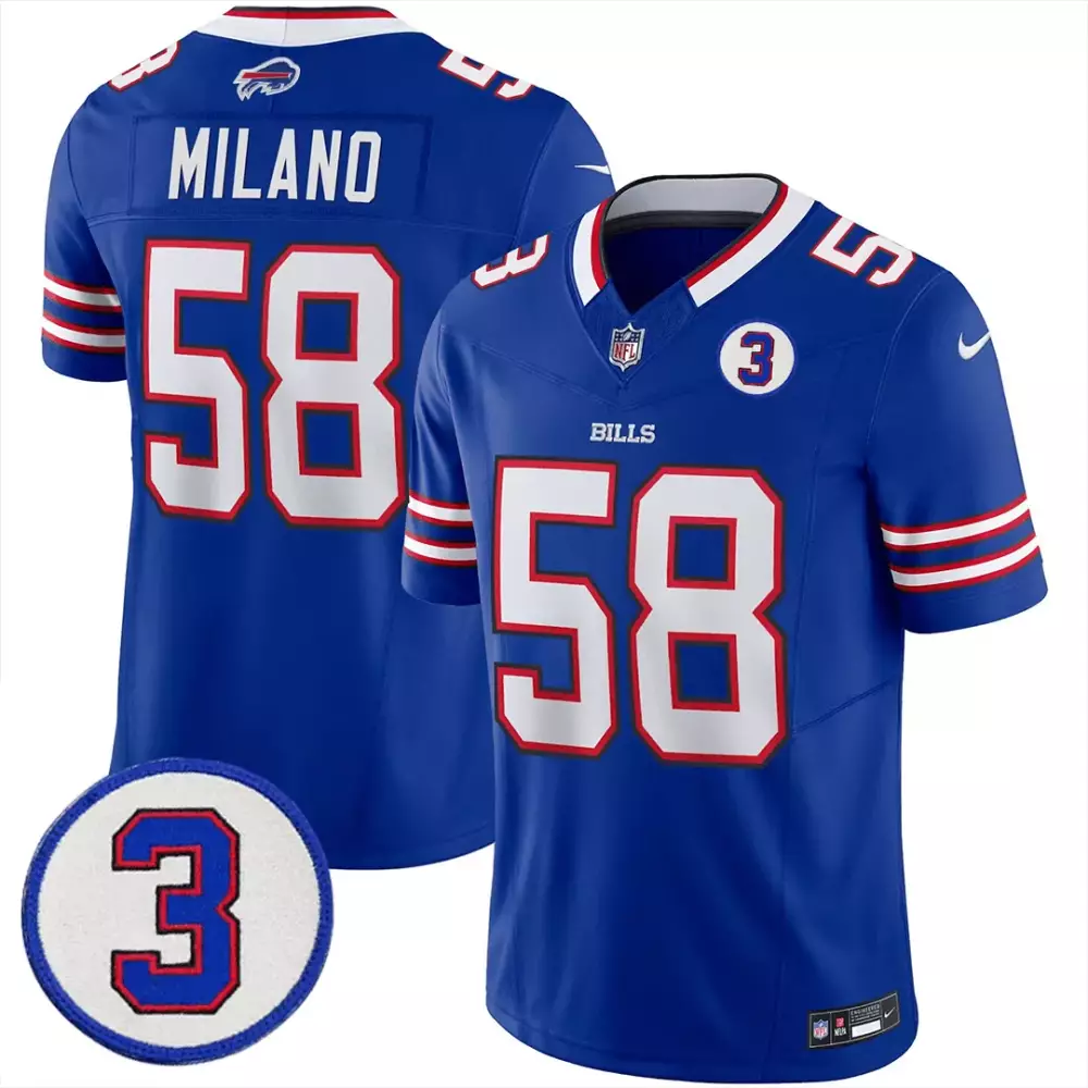 Milano 58 Buffalo Bills 2023 Stitched Vapor Jersey | Blue with Patch | Fan Gear for Men, Women & Youth