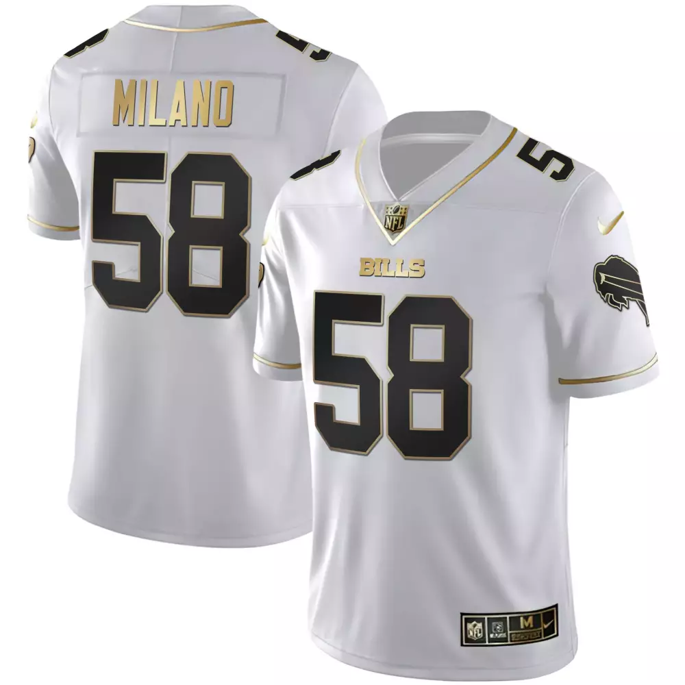 Milano 58 Buffalo Bills White Gold Vapor Jersey | Men's All Stitched | 2023 Edition for All