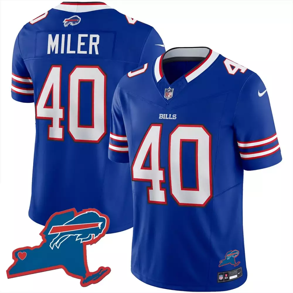Miler 40 Buffalo Bills 2023 Jersey | Men's Blue All Stitched Vapor | New York Patch | For Men, Women & Youth