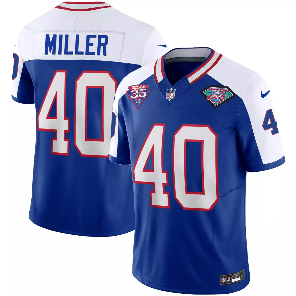 Miller 40 Buffalo Bills 2022 Men's All Stitched Vapor Jersey | Blue 35th Anniversary Edition | Fan Gear for Game Day | For Men, Women & Youth