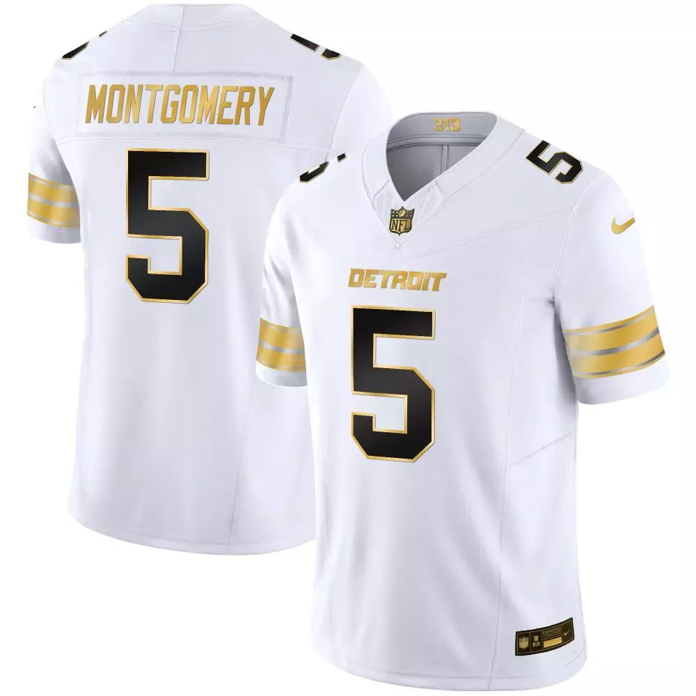 Montgomery 5 Detroit Lions 2023 Stitched Vapor Jersey | White Michigan Patch | Limited Edition Fan Gear | For Men, Women & Youth