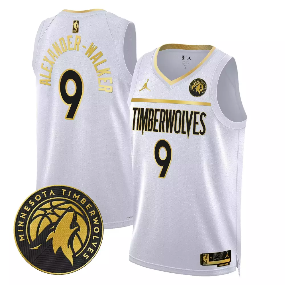 Najahz Alexander-Walker 2023 Minnesota Timberwolves Stitched Vapor Jersey | White | Replica Fan Gear for Men, Women & Youth