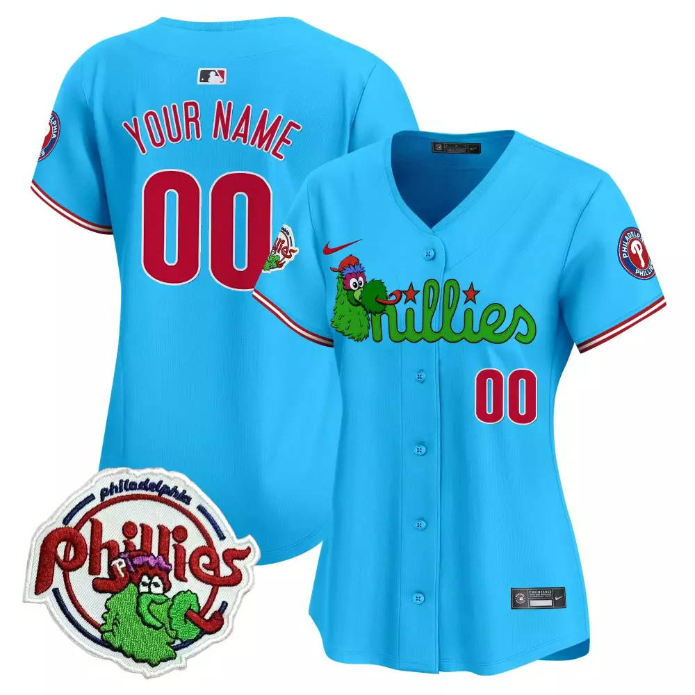 2023 Philadelphia Phillies Women's Stitched Vapor Jersey | Blue Custom 00 Quality Edition | Replica Fan Gear | For Men, Women & Youth