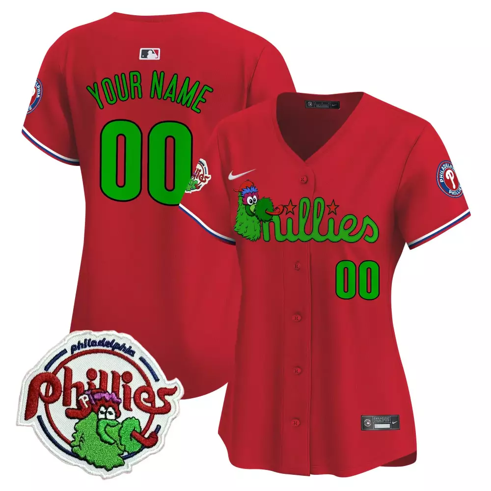 2023 Philadelphia Phillies Women's Stitched Vapor Jersey | Your Name 00 in Red Quality Edition | Game Day Outfit | For Men, Women & Youth